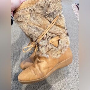 Tecnica Tan and Brown Fur-Trimmed Winter Boots